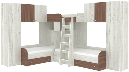 Трехместная кровать КарИВи Трио 3 Винтерберг Бодего Темный