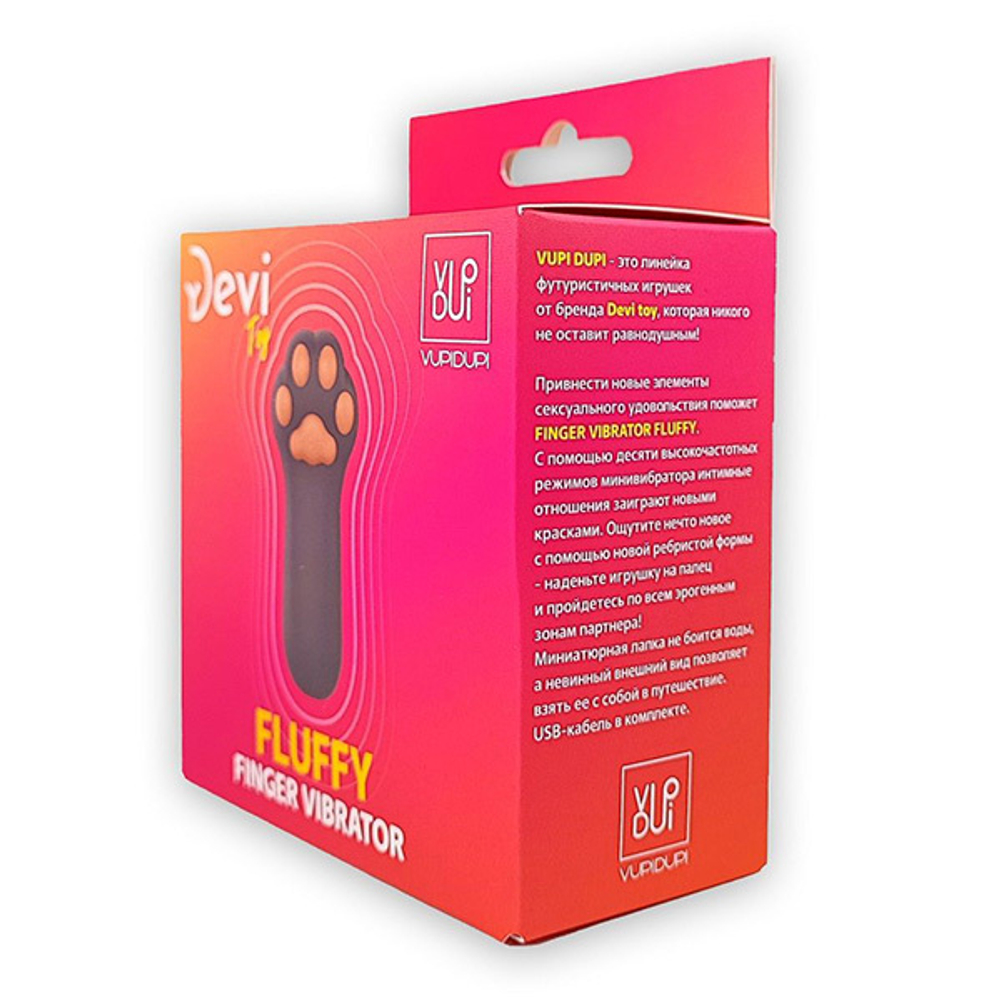 Насадка на палец 7,5см в форме лапки Devi Finger Vibrator Fluffy VD-104