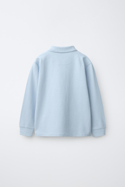 ZARA ОДНОТОННОЕ ПОЛО, ПАСТЕЛЬНО-СИНИЙ