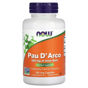 Now Foods Pau D'Arco 500 mg 100 Veg Capsules, Пау Д Арко