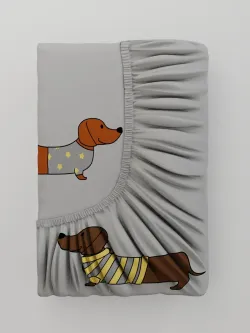 Простынь на резинке поплин Сказка "Таксик" 140x200 см