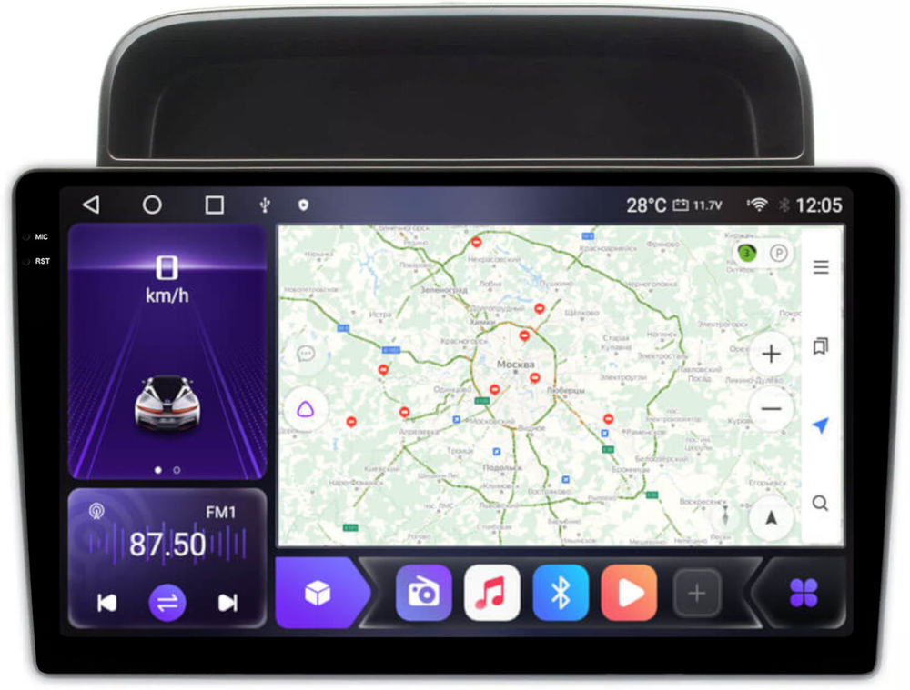 Магнитола для Toyota Land Cruiser 100, Lexus LX470 1998-2002 (климат на ШГУ) - Carmedia SF-1698-3 QLed+2K, Android 12, TS10,  CarPlay, 4G SIM-слот