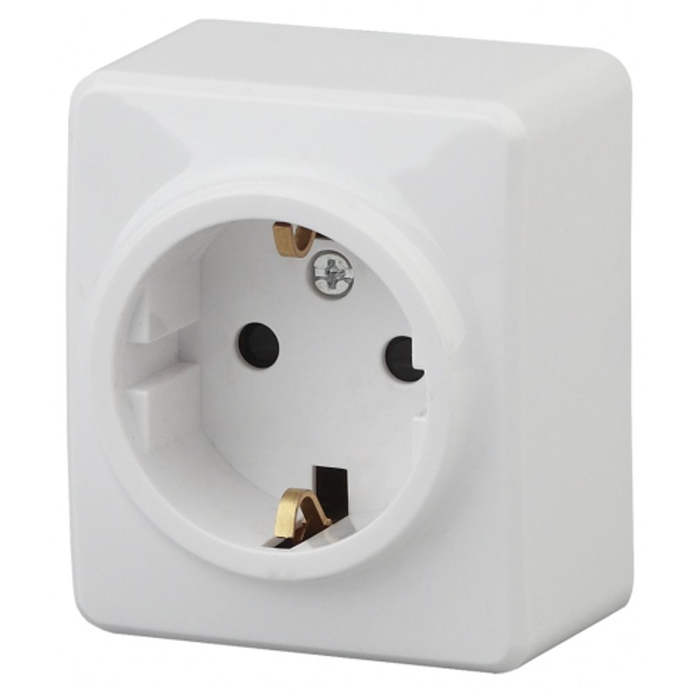 Розетка ЭРА Эксперт 11-2204-01 с заземлением 2P+E Schuko со шторками 16A-250В IP20 ОУ белый