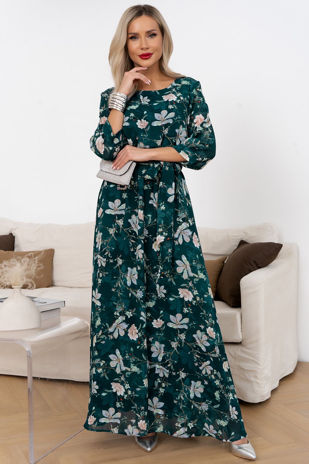 Платье Марго (малахит/принт) Р11-1245/6 Nikol
