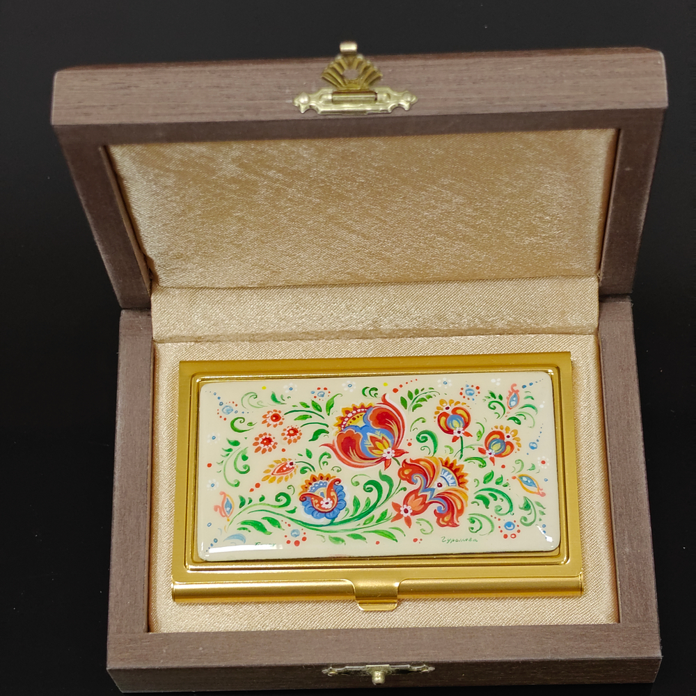 Визитница "Русские узоры" №2 (роспись Палех)