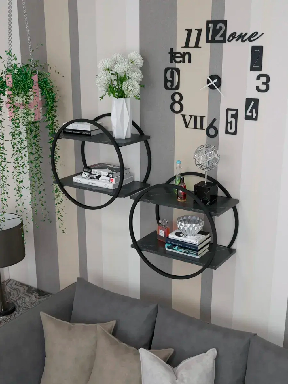 Набор полок круглых настенных черных  - ЧЧ