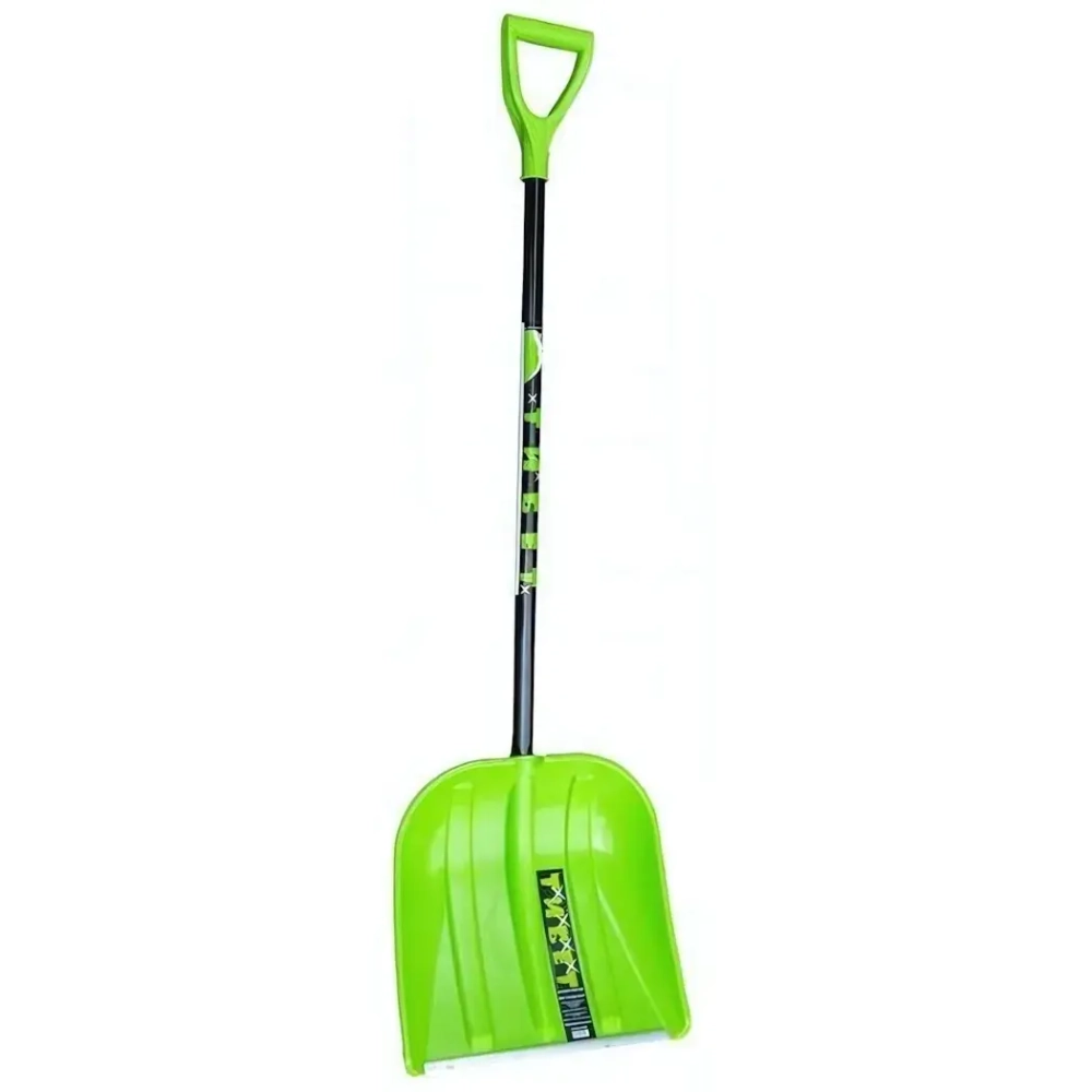 Лопата снеговая пластиковая 410*415 мм, цветная, с алюм.планкой, съемн.алюм.черенком и V-ручкой «Тибет»