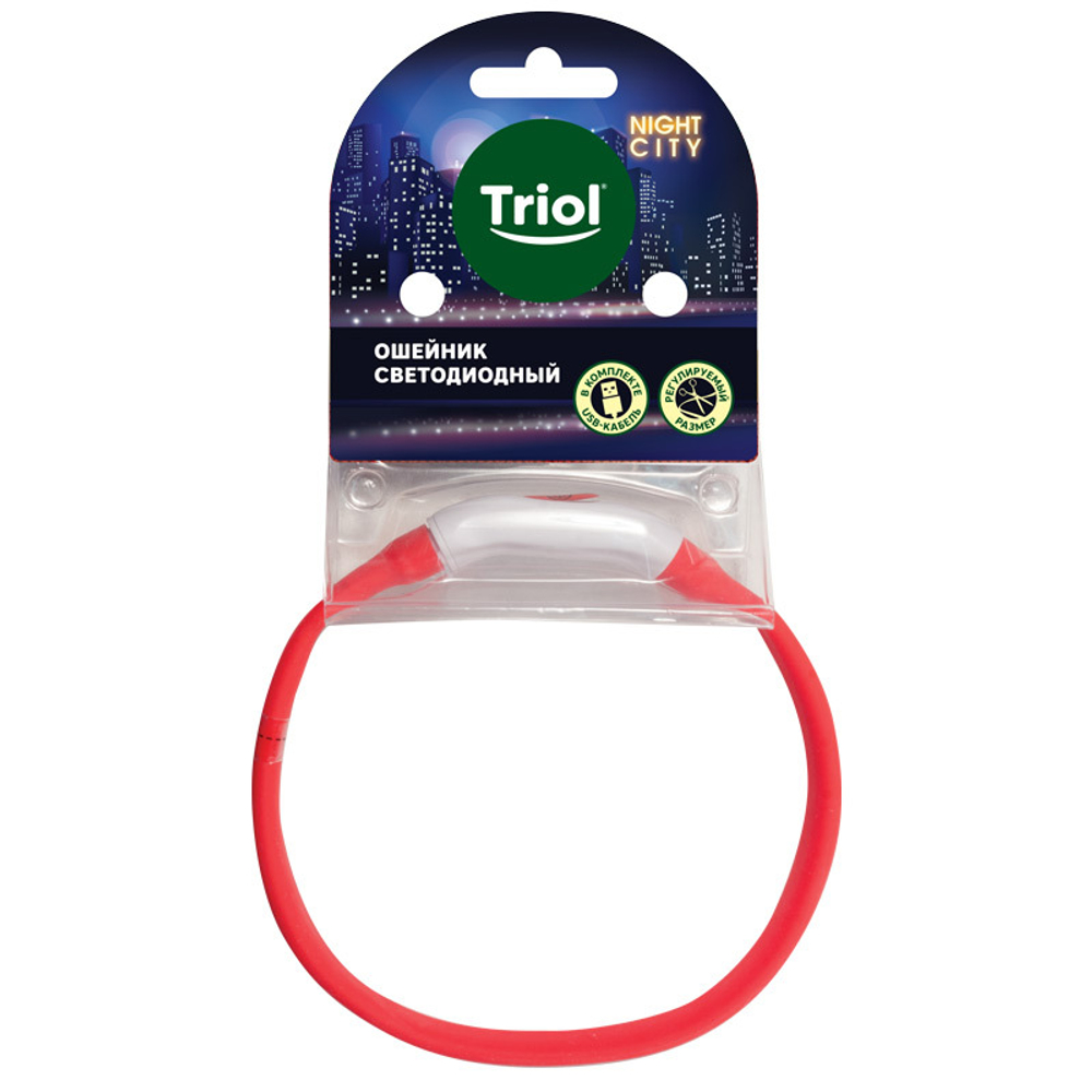 Ошейник светодиодный "Звезды" S (заряжается от USB), 15*400мм, серия NIGHT CITY, Triol