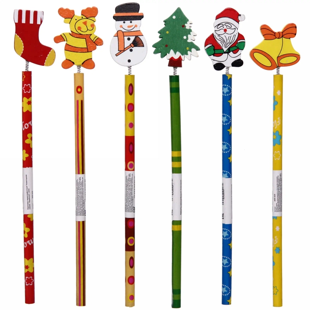 Карандаш чернографитный «Новогодняя сказка - Пружинки», микс