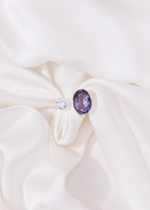 Кольцо «Дуо» с овальным аметистом и белым топазом