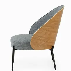 Лаунж-кресло Rosin, серая обивка, шпон ясеня