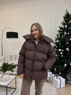 Пуховик Рокет миди шоколад