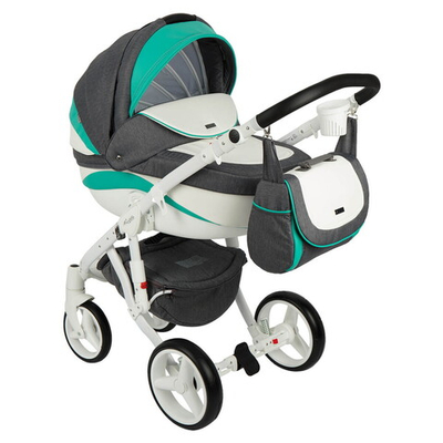 Детская коляска Adamex Barletta New 2 в 1 B-20 (серый+белый+мятный)