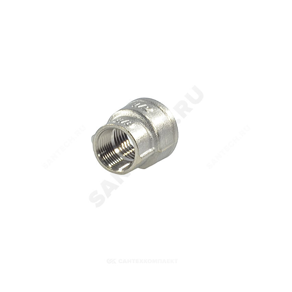 Муфта латунь никель переходная Ду 40х20 (1 1/2"х3/4") ВР/ВР SantechSystems