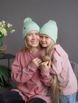 Шапка вязаная-резинка хлопковая КЭП(Шалфей)