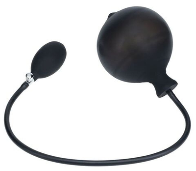 Черная анальная втулка с функцией расширения Ribbed Inflatable Silicone Anal Plug (Цвет: черный)