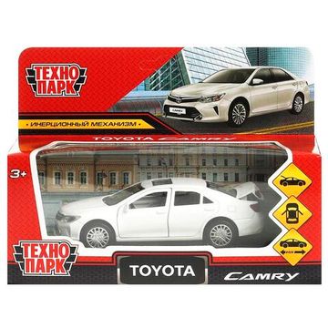 Машина металл TOYOTA CAMRY 12 см, двери, багаж, инерц. белый ,кор Технопарк