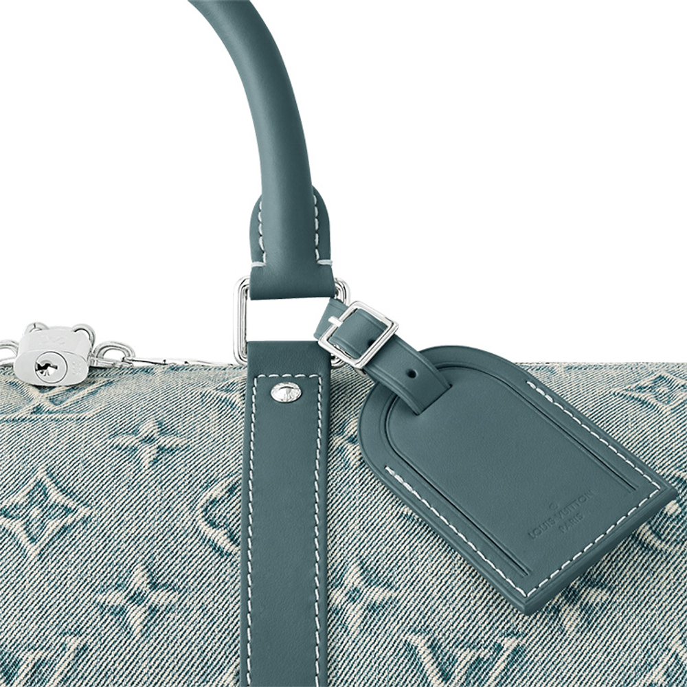 LOUIS VUITTON Keepall Bandouliere 50 Monogram Washed Denim Coated Canvas