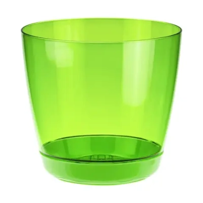 Кашпо ОРХИДЕЯ D140мм 1,5л с поддоном зеленый прозрачный (комплект 12 шт)