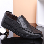 SHENNUO Casual Leather Shoes Men"s Low top Black