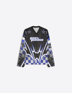 BERSHKA Футболка с длинным рукавом «Fast & Furious», черный