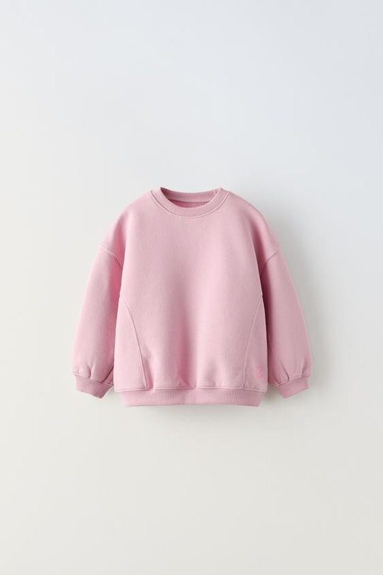 ZARA ОДНОТОННОЕ ХУДИ С ВЫШИВКОЙ, БЛЕДНО-РОЗОВЫЙ