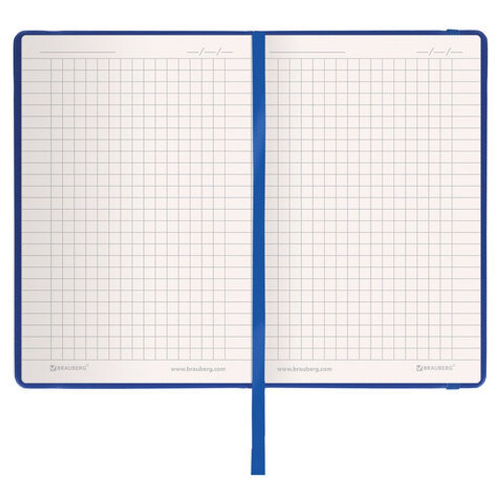 Блокнот в клетку с резинкой МАЛЫЙ ФОРМАТ А6 (100x150 мм), 80 л., под кожу синий BRAUBERG "Metropolis Special", 111580