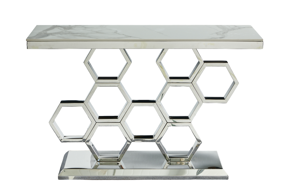 Стол-консоль Ist Casa Фьюжн, 120х40х78 см, белый бентли, серебро