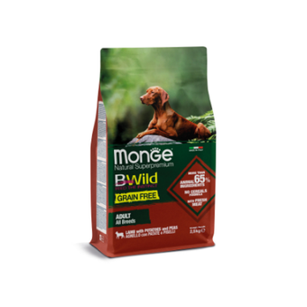 Сухой корм Monge Dog BWild GRAIN FREE для собак, беззерновой, из мяса ягненка с картофелем 2,5 кг