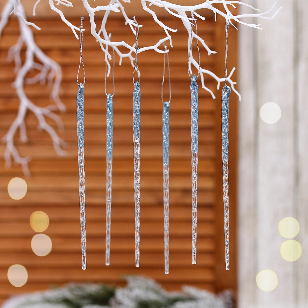 Подвеска «Снежный хрусталь» 18 см (набор 6 шт), Голубой
