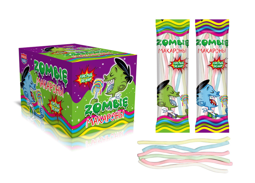 Зефир кислый "Zombie Макароны" 12*30шт 11г