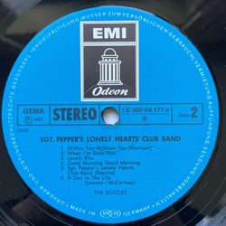 Винтажная виниловая пластинка LP The Beatles Sgt. Pepper's Lonely Hearts Club Band (Германия 1972)