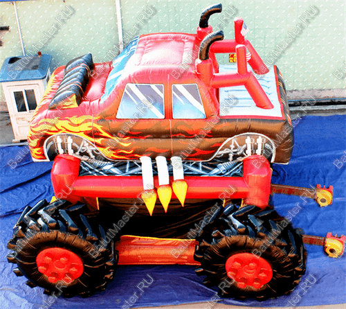 Коммерческий надувной батут "Машина монстр" с крышей