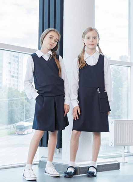 Сарафан школьный трикотажный с кармашком