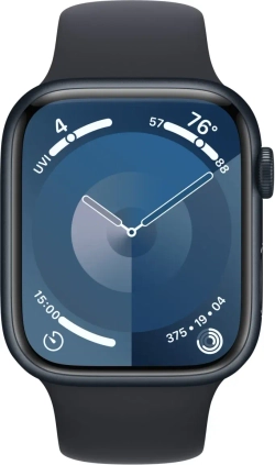 Apple Watch Series 9, 45 мм, алюминий цвета "тёмная ночь", спортивный ремешок "тёмная ночь"