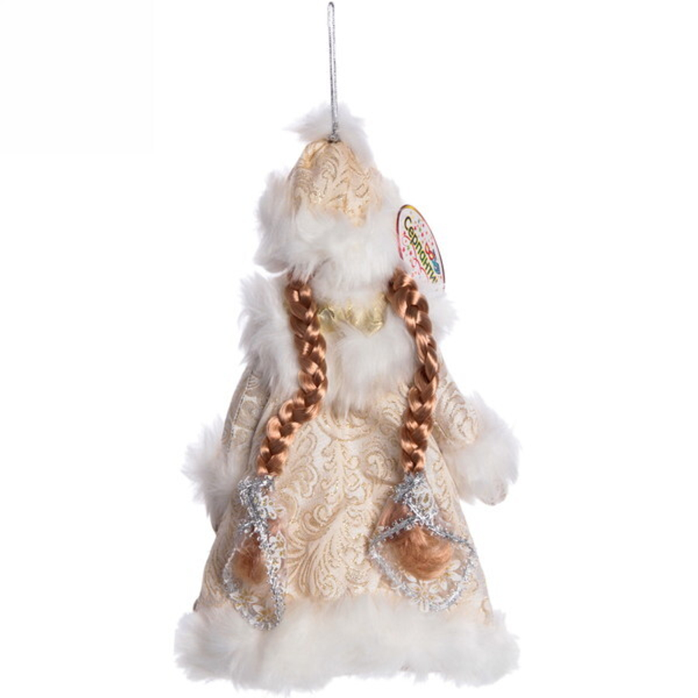 Снегурочка 35 см (без музыки) с отделением под конфеты/подарок, золотая шуба