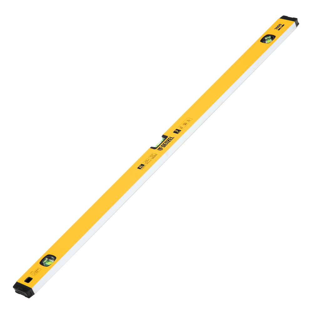 Уровень алюминиевый, магнит, фрезерованный, 3 глазка (1 зеркал.) 0,5 мм/м, 1000 мм Denzel