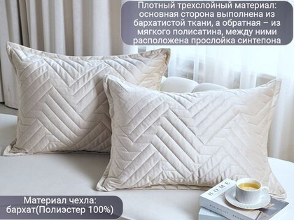 Наволочка декоративная, чехол на подушку на молнии, 2 шт, бархат, 50х70 см