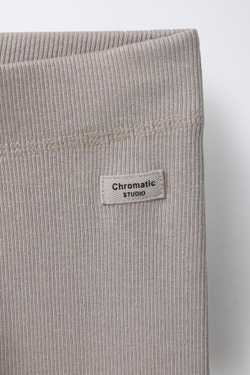 ZARA ЛЕГИНСЫ В РУБЧИК ИЗ МОДАЛА С ЭТИКЕТКОЙ, СЕРО-КОРИЧНЕВЫЙ