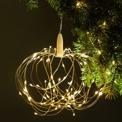 Светодиодная новогодняя гирлянда ЭРА ENIS-90W подвесной светильник Салют теплый белый 90 led 2*AA