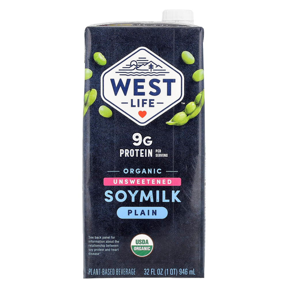 West Life, органическое соевое молоко, без подсластителей, 946 мл (32 жидк. унции)