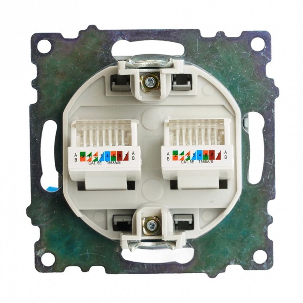Розетка двойная Ethernet RJ-45 без рамки Stekker Катрин 50008