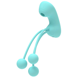 Вакуумный стимулятор с вагинальными виброшариками Youvic, бирюзовый