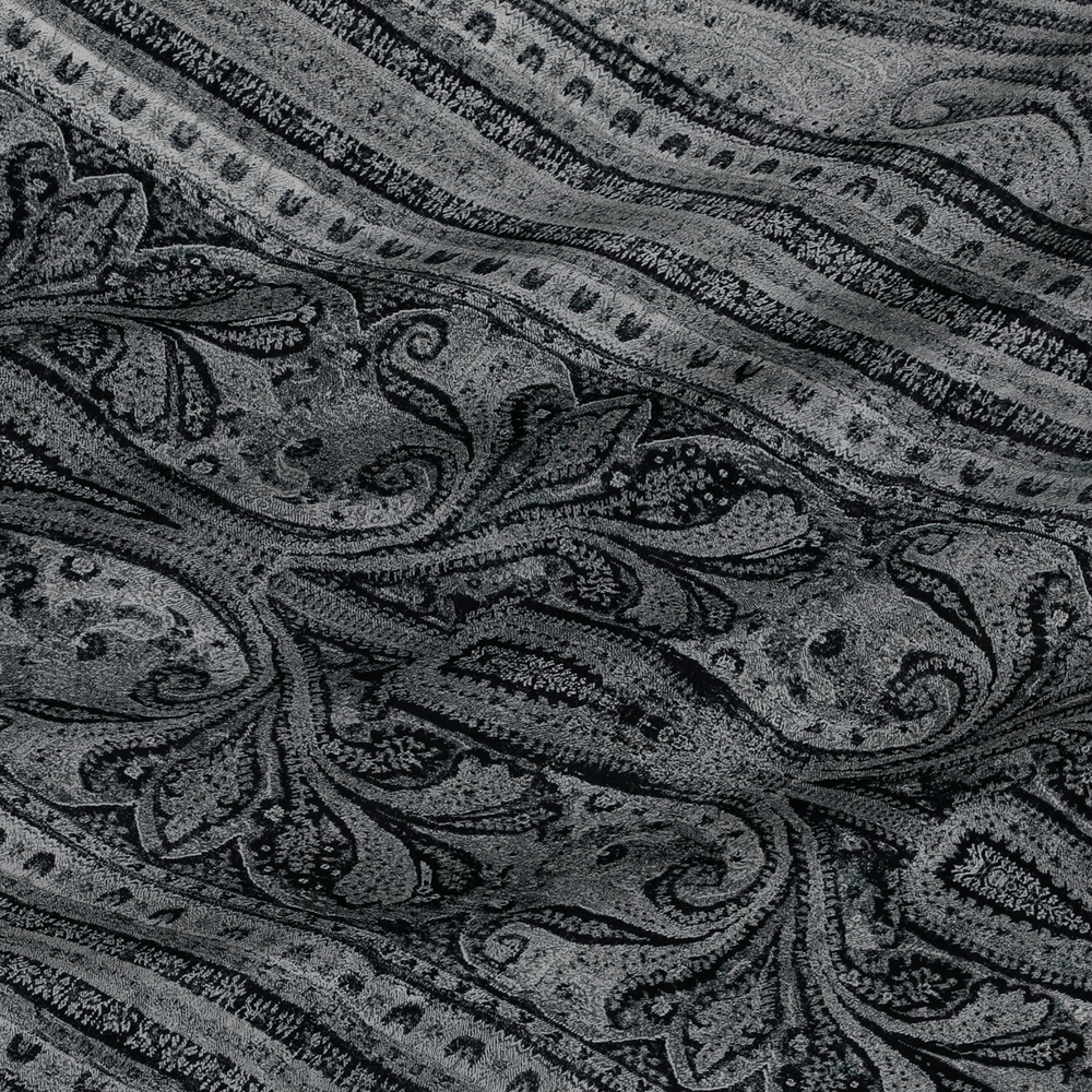 Купон шёлкового крепдешина в сером цвете с графикой