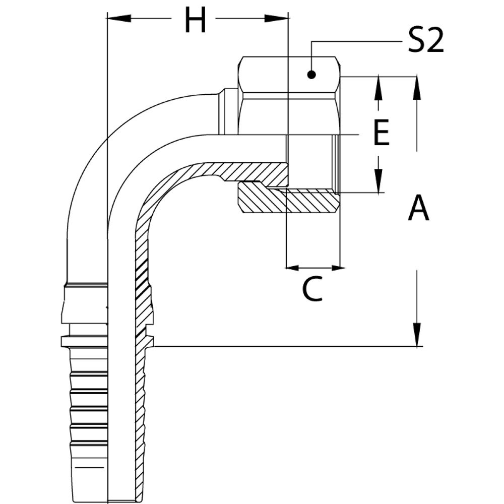 Фитинг DN 10 ORFS (Г) 13/16 (90)