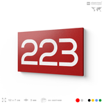 Номер на дверь 223, табличка на дверь для офиса, квартиры, кабинета, аудитории, склада, красная 120х70 мм, Айдентика Технолоджи