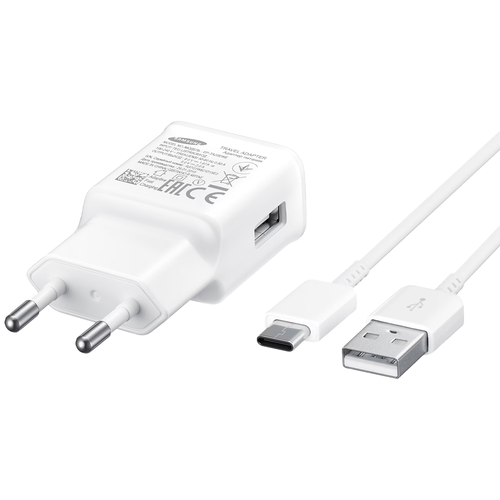 Сетевое зарядное устройство Samsung EP-TA20, USB-A + кабель Type-C, 15Вт, White (Белый)