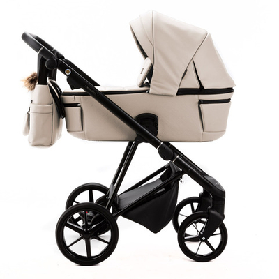 Детская универсальная коляска Adamex Vasco Deluxe V-SA7 2 в 1, Светло-бежевая Экокожа