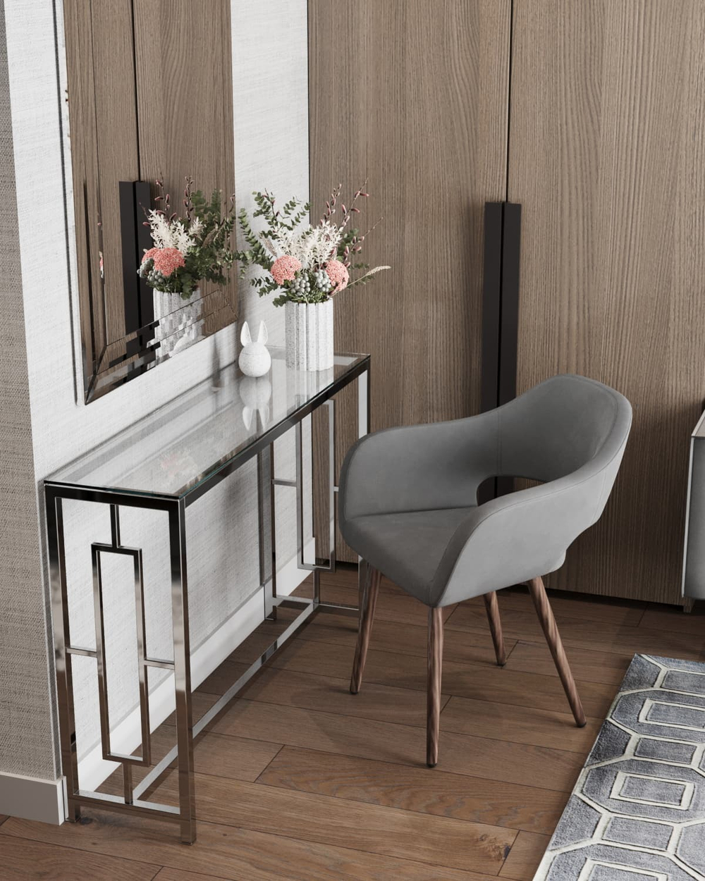 Стул с подлокотниками Саймон велюр тёмно-серый