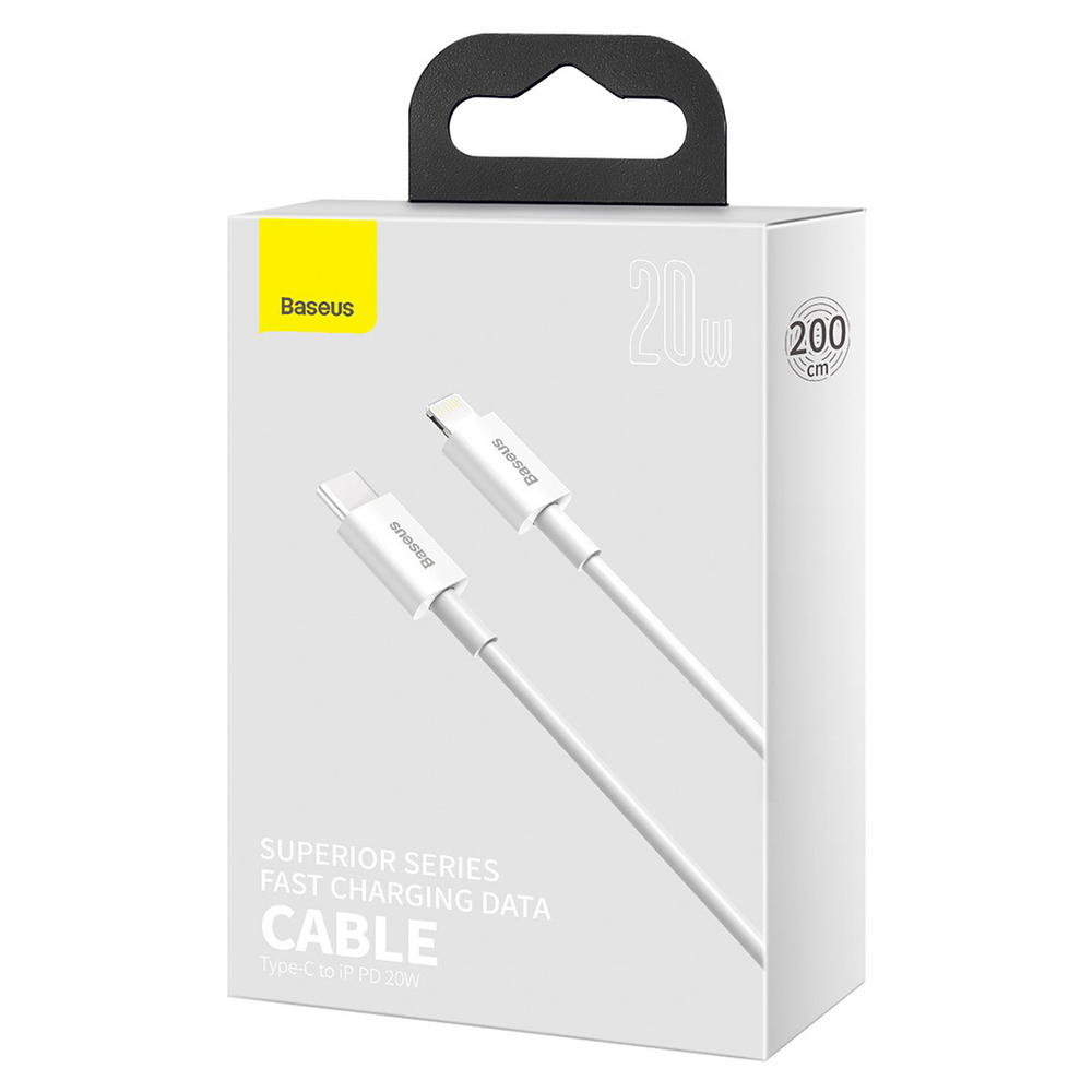 Lightning Кабель Baseus Superior Series Fast Charging Data Cable Type-C to iP PD 20W 2m - White